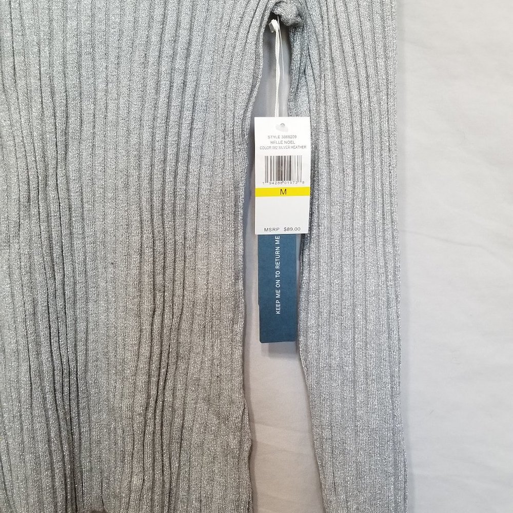 COURT & ROWE Metallic Mock Neck Ribbed Sweater - Picture 6 of 9